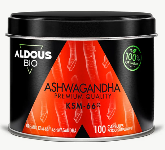 ALDOUS BIO - Ashwagandha Extrato orgânico da raiz de KSM-66® - 100 cápsulas